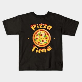 Pizza time hipsters print who love fastfood Kids T-Shirt